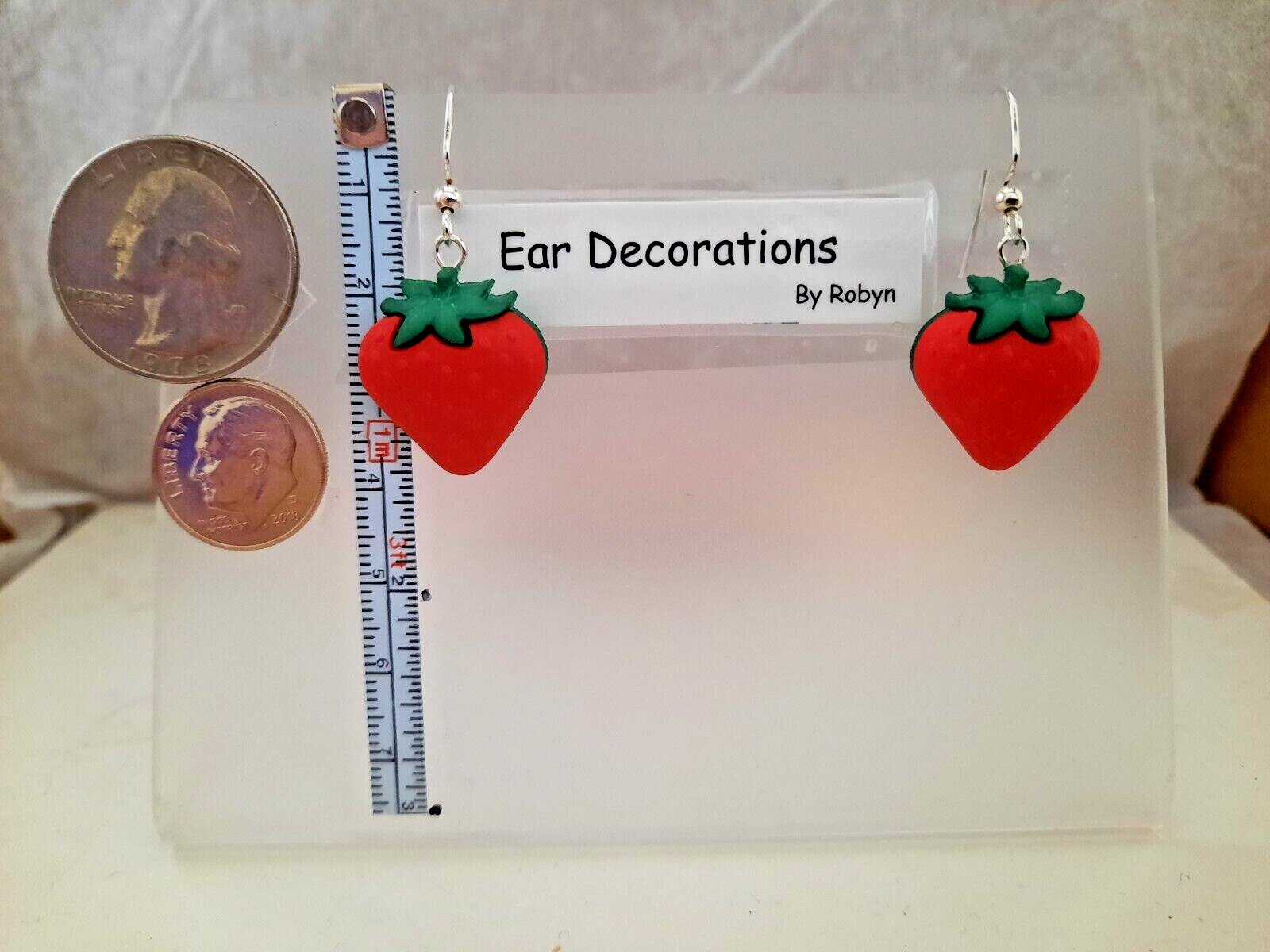Strawberry dangling gold /silver hook earrings 2 sizesEar Decorations by Robyn