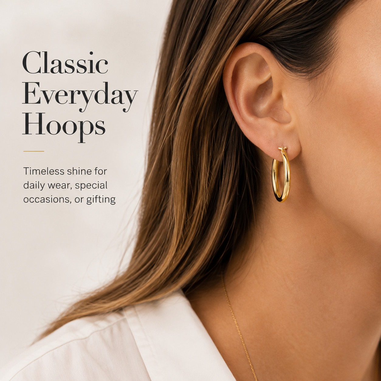 18K Gold Filled 20mm Hoop Earrings Thick Lightweight Hypoallergenic Women