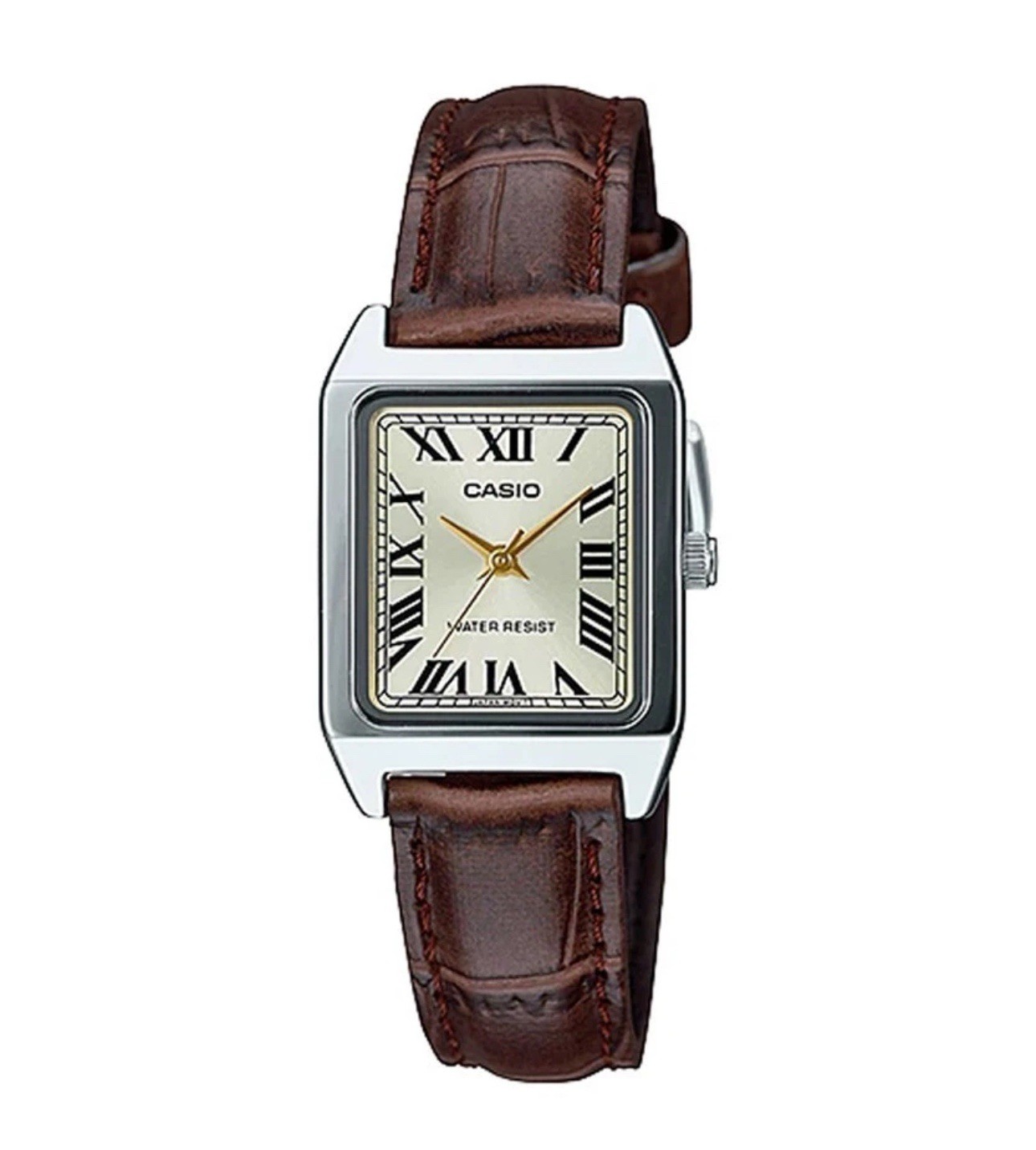 Casio LTP-V007L-9B Women’s Rectangular Leather Band Gold Dial Watch New No Box!