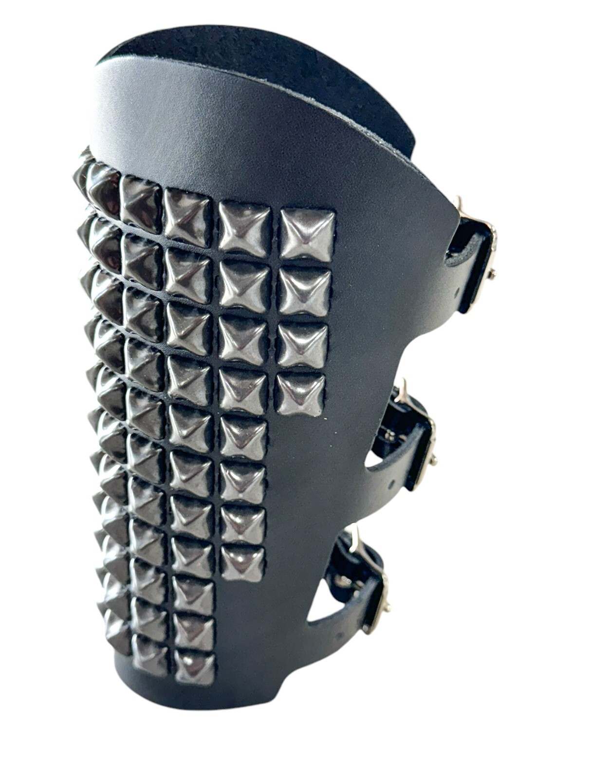 11 Row Black Studded Gauntlet Bracer Genuine Leather Heavy Metal By Funkplus