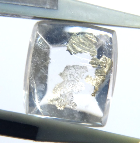 IP26 Pyrite Marcasite in quartz 4.35ct 9x8x4mm square form inclusions in Quartz