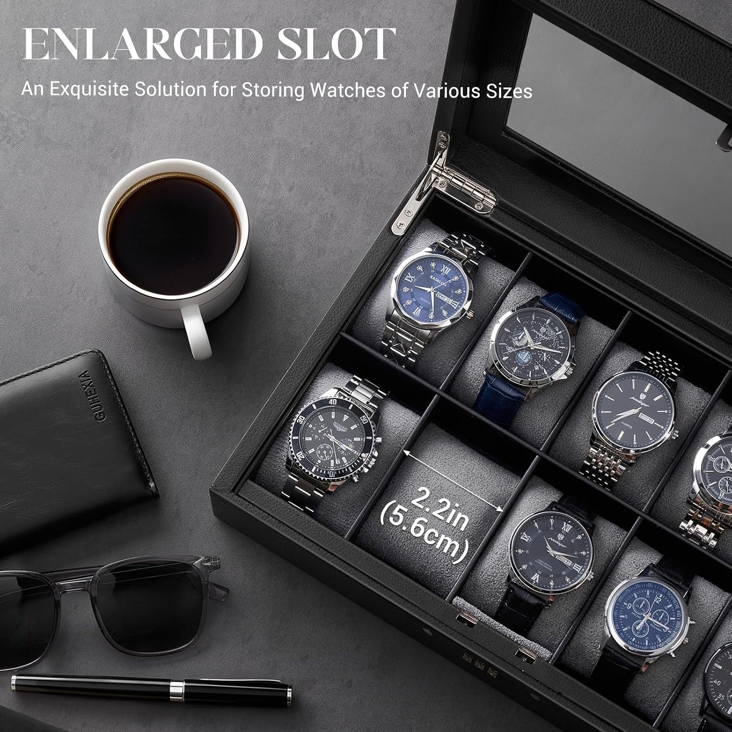 Sleek 10-Slot Watch Collector Case with Soft Pillows – Perfect Gift for Him