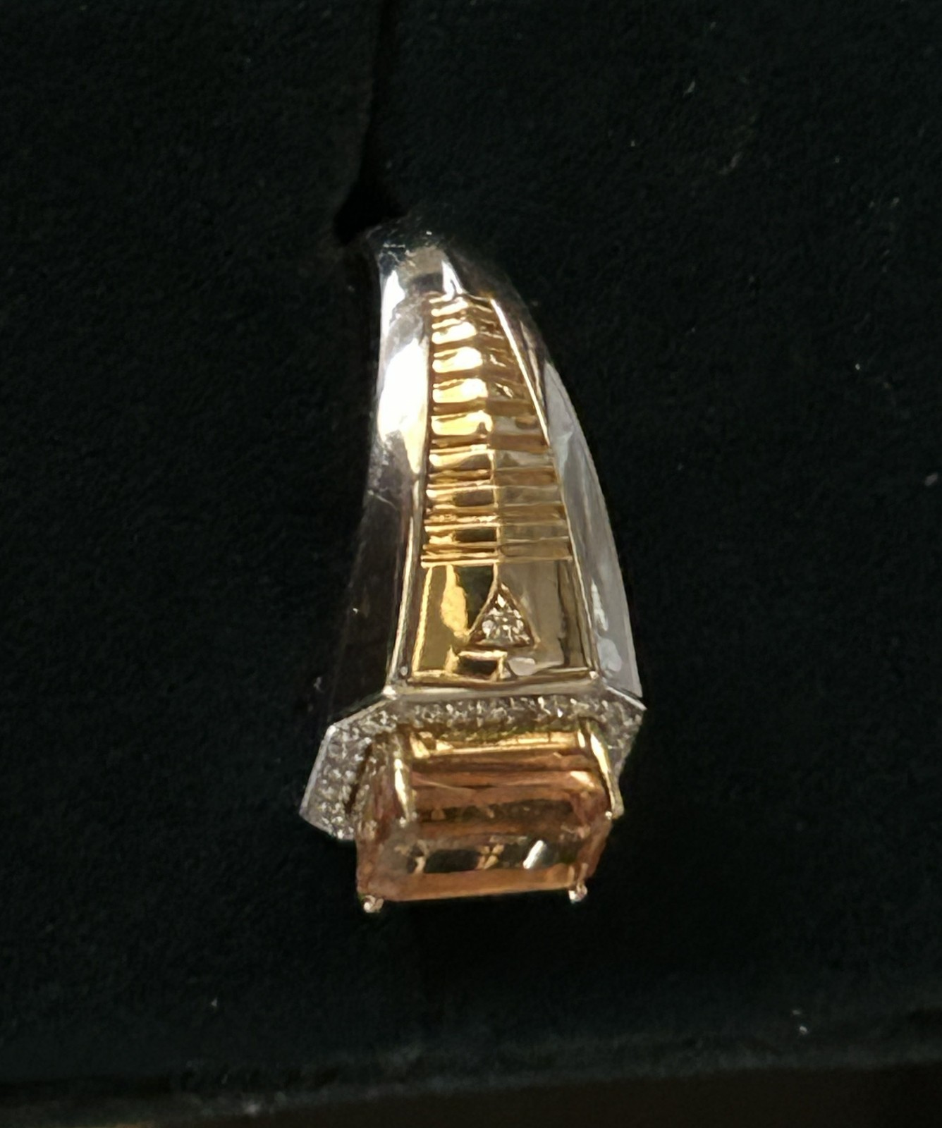 Imperial Topaz and Diamond Men’s Ring 18k Two Toned Gold