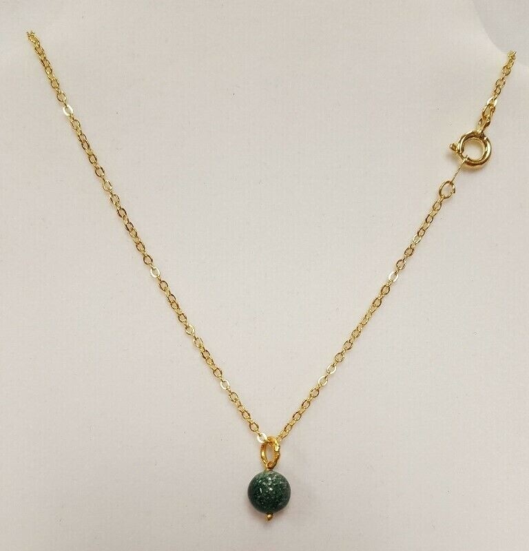 GENUINE AVENTURINE PENDANT GOLD PLATED NECKLACE MATCHING EARRING SET V239