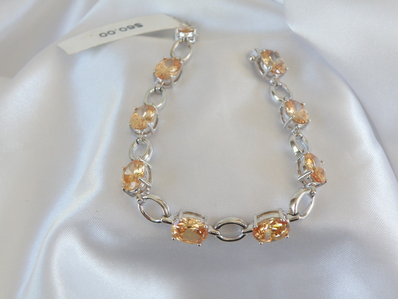 Ross Simons Sterling Silver 925 Gemstone Tennis Station Bracelet Fits 7″
