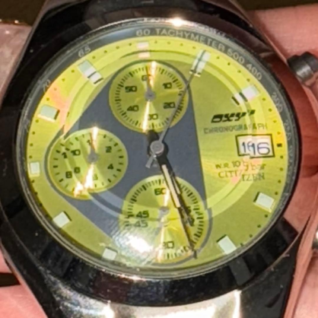 Rare QZ Citizen Yellow Dial Chrono Date New