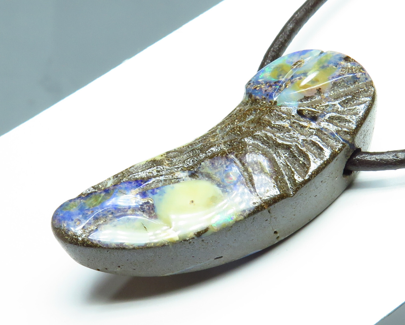 Australian Boulder Opal 47.30ct Drilled Queensland Natural Pendant Stone