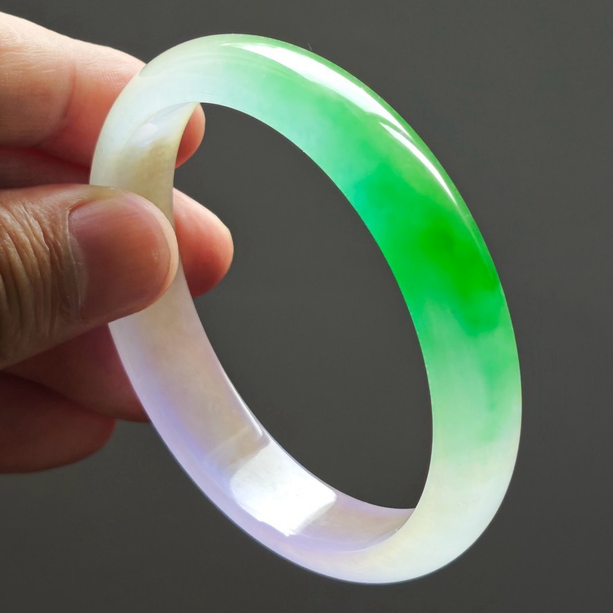 61mm Natural Ice Lavender Purple Jade Bracelet Burma Jadeite Jade Bangle 4030