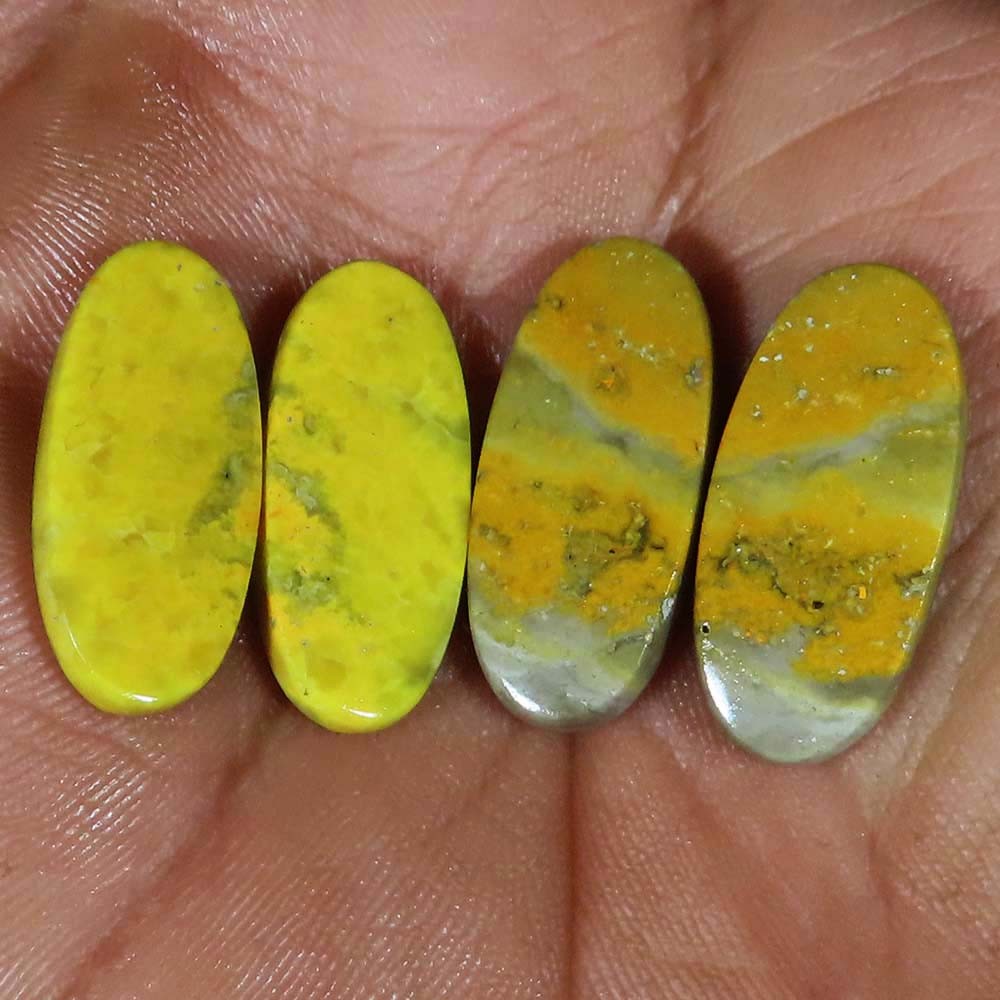 Natural Bumble Bee Jasper Pair Oval Cabochon 40.55 Ct ~2 Pair Lot Gemstone UP40