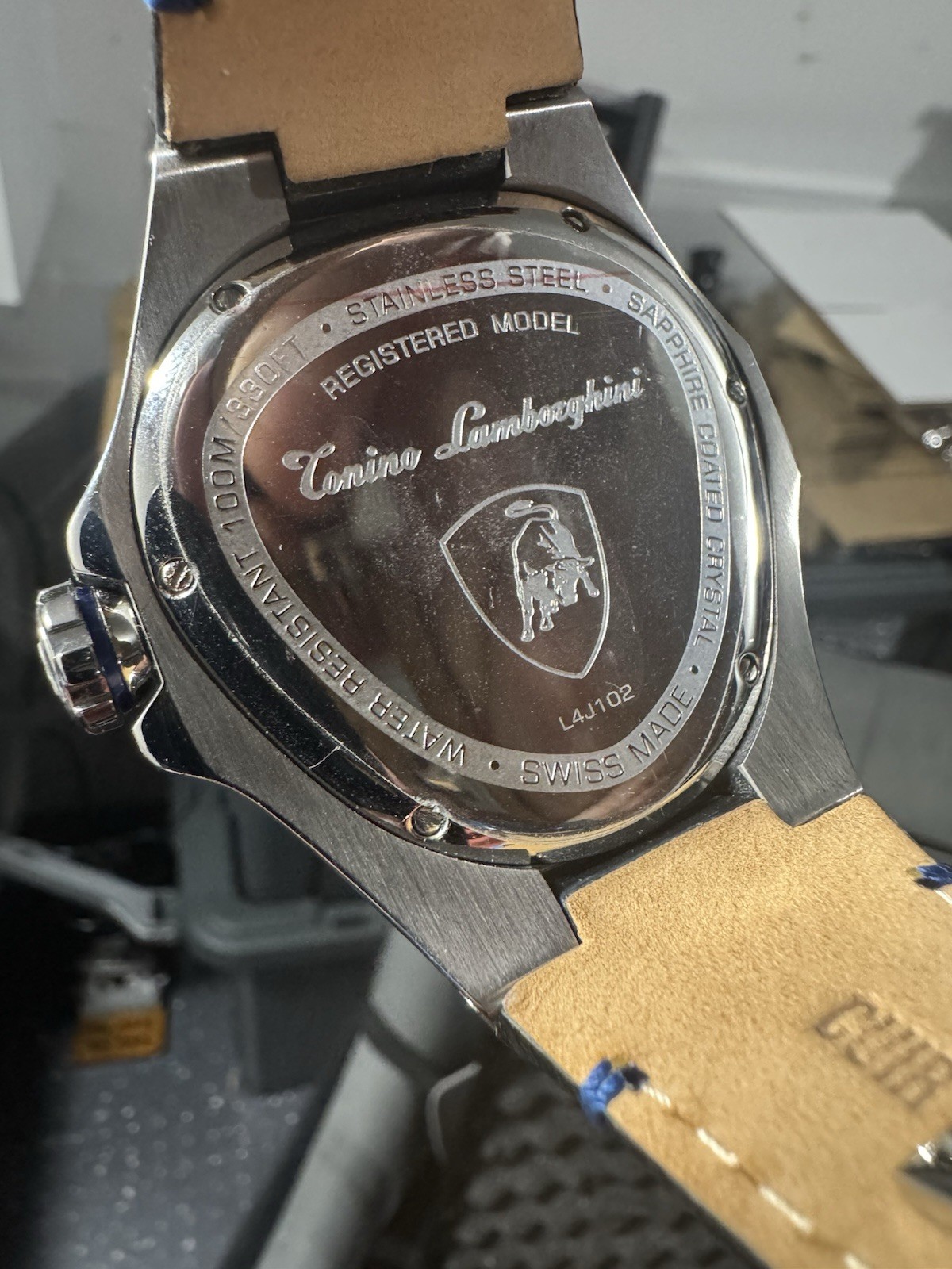 Tonino Lamborghini Spyder Men’s Quartz 100m Blue Dial Date SS/Leather 48mm