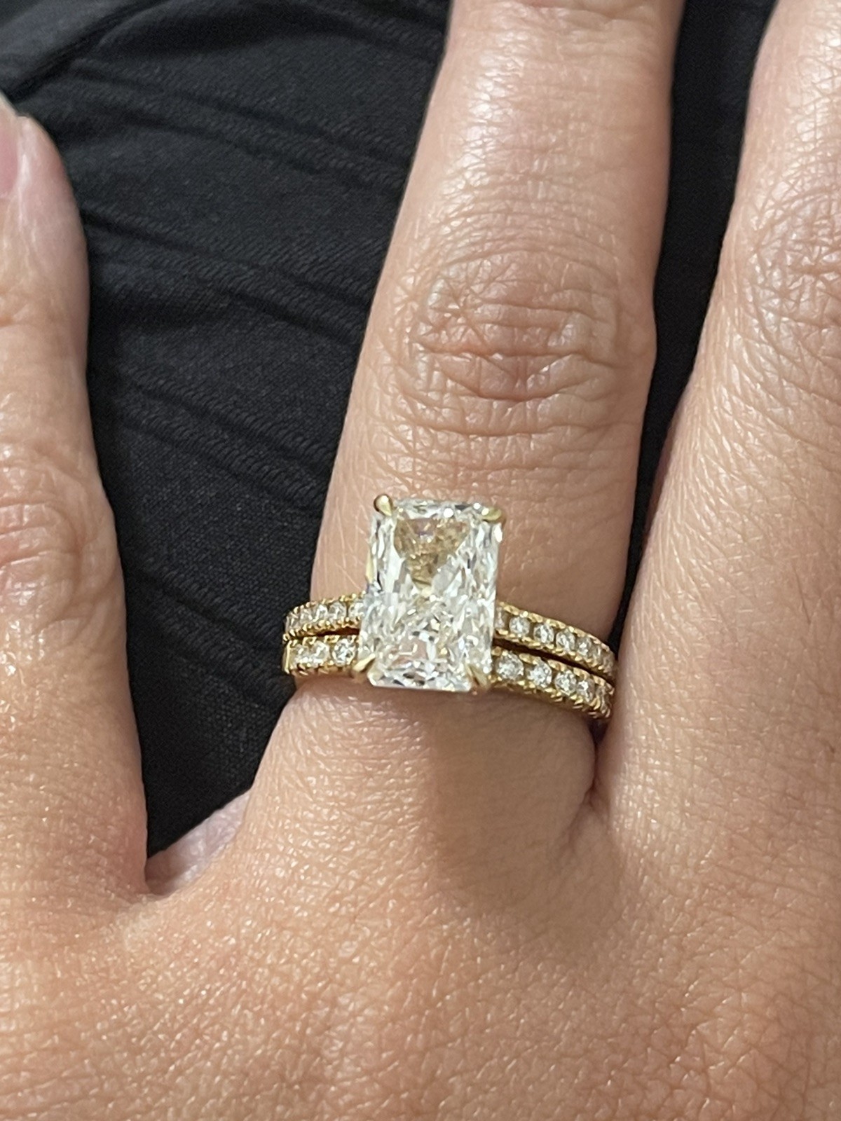 4.90 Ct Radiant-Cut EF/VS1 Lab Grown Diamond Engagement Ring Set 14k Yellow Gold