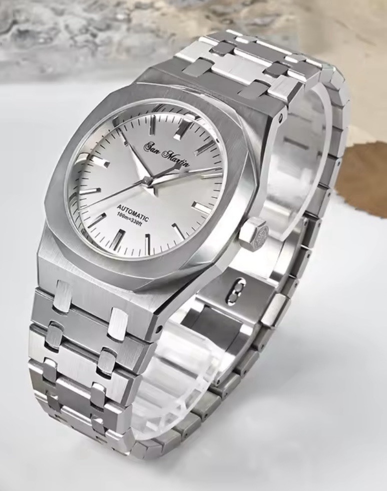 San Martin 38.5mm Miyota 9015 Automatic 10Bar Silver Dial