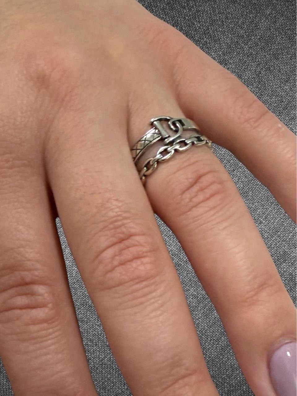 Sterling Silver Zipper Chain Adjustable Ring