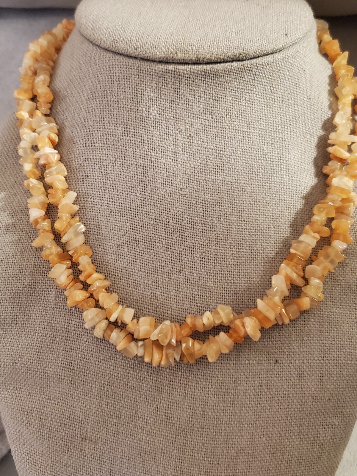 Carnelian Quartz Chip Beaded Rope Necklace 33 Inches