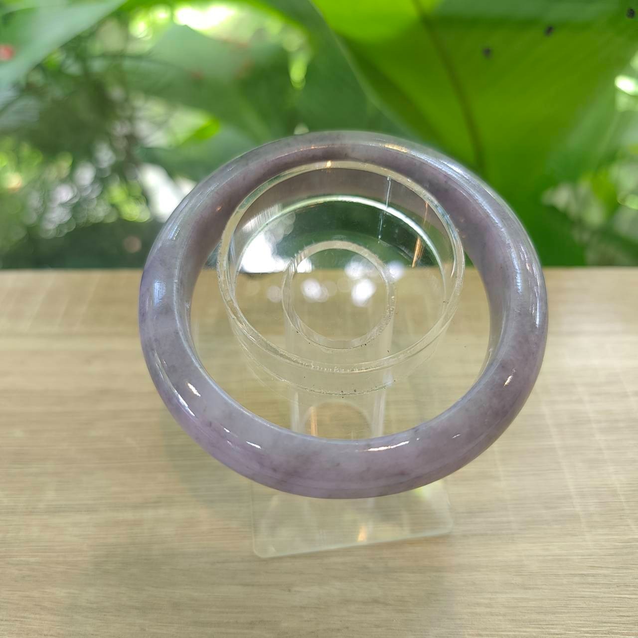 Authentic Natural Type A Burmese Jade Bangle: Purple Flat Belly Type Size 62 mm