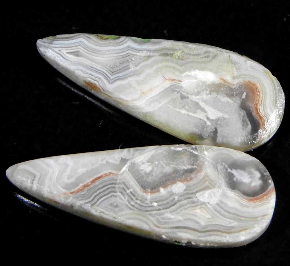 16.60Cts100%Natural Crazt Lace Aaate Pear Pair Cabochon Gemstones