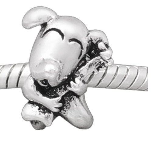 Rock N Roll Dog Hugging Guitar Charm European Bead Compatible for Most European