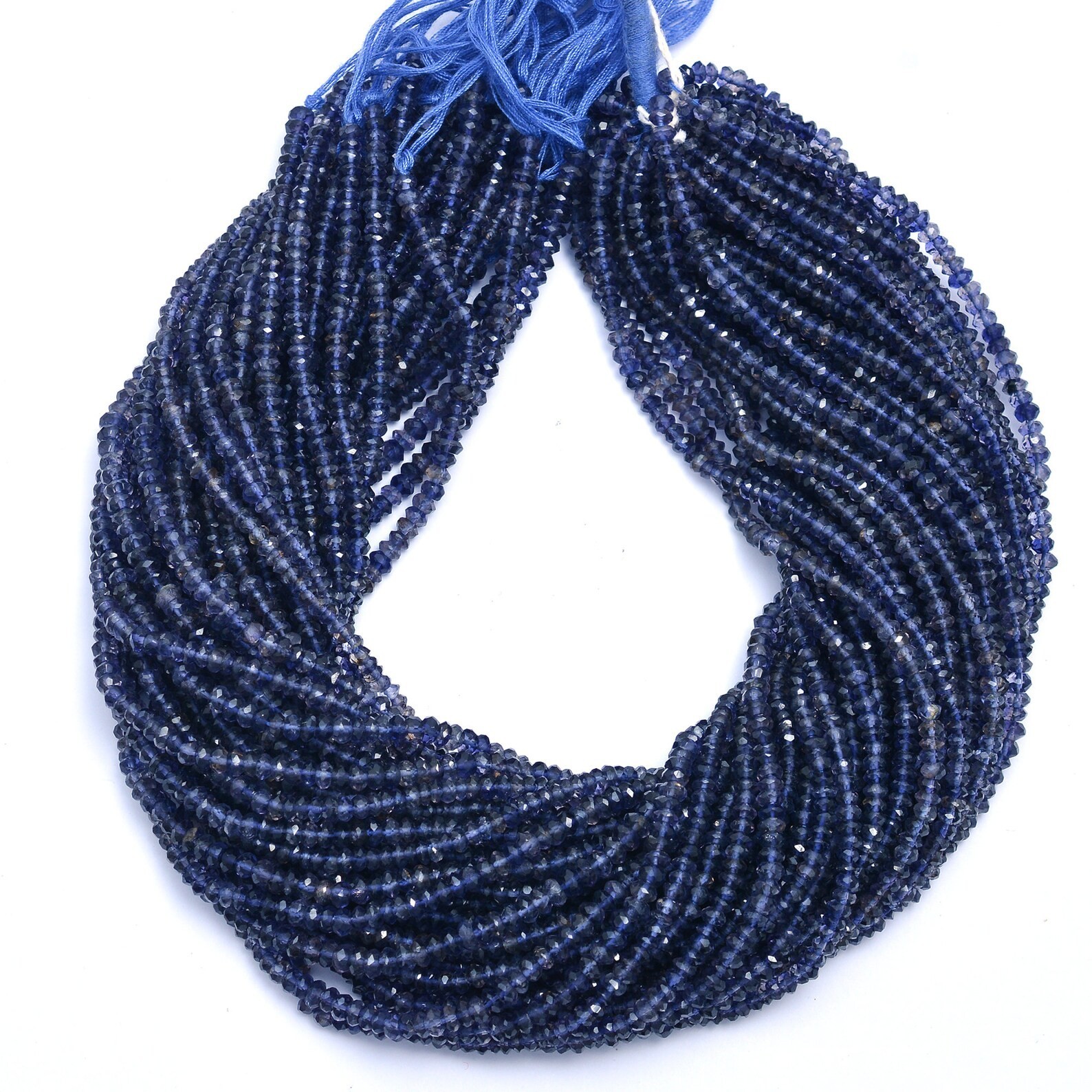 Natural Iolite Faceted Rondelle Beads, 3 mm To 4 mm, Iolite Faceted Beads