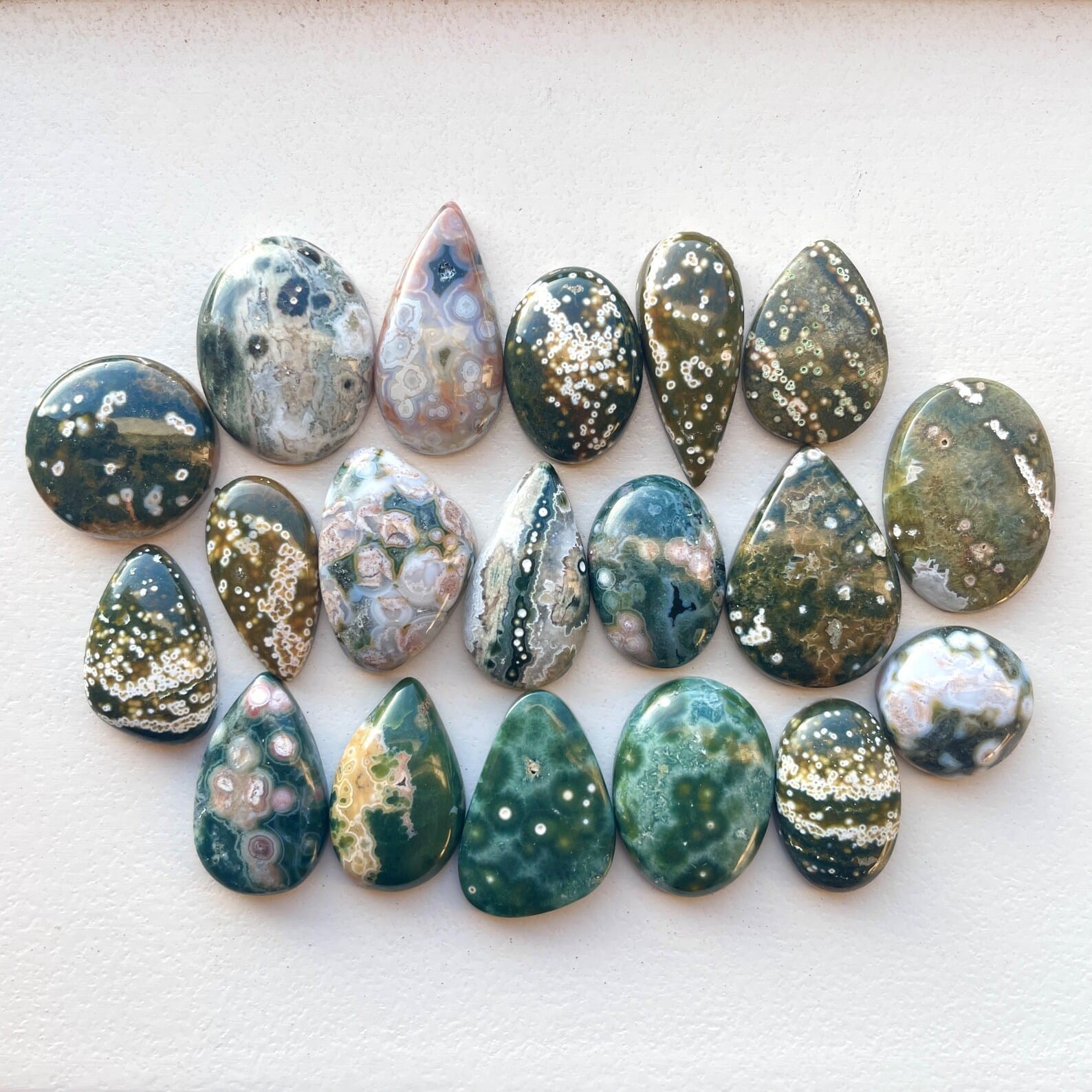 Ocean Jasper Flat back Cabochon – Smooth Orbicular Jasper Natural Loose Gemstone