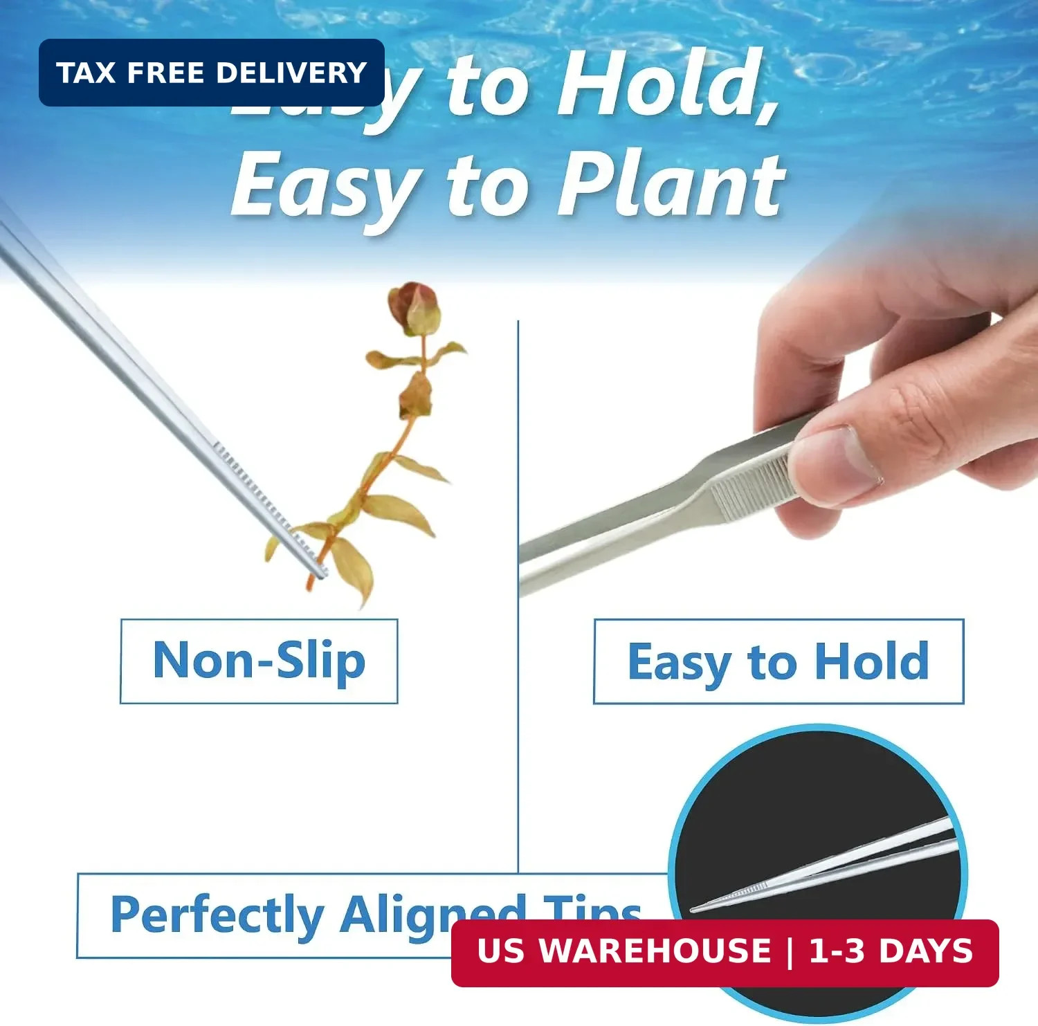 3-Piece Aquascaping Tools Set – 25cm / 9.8in Straight & Curved Long Tweezers, Sc