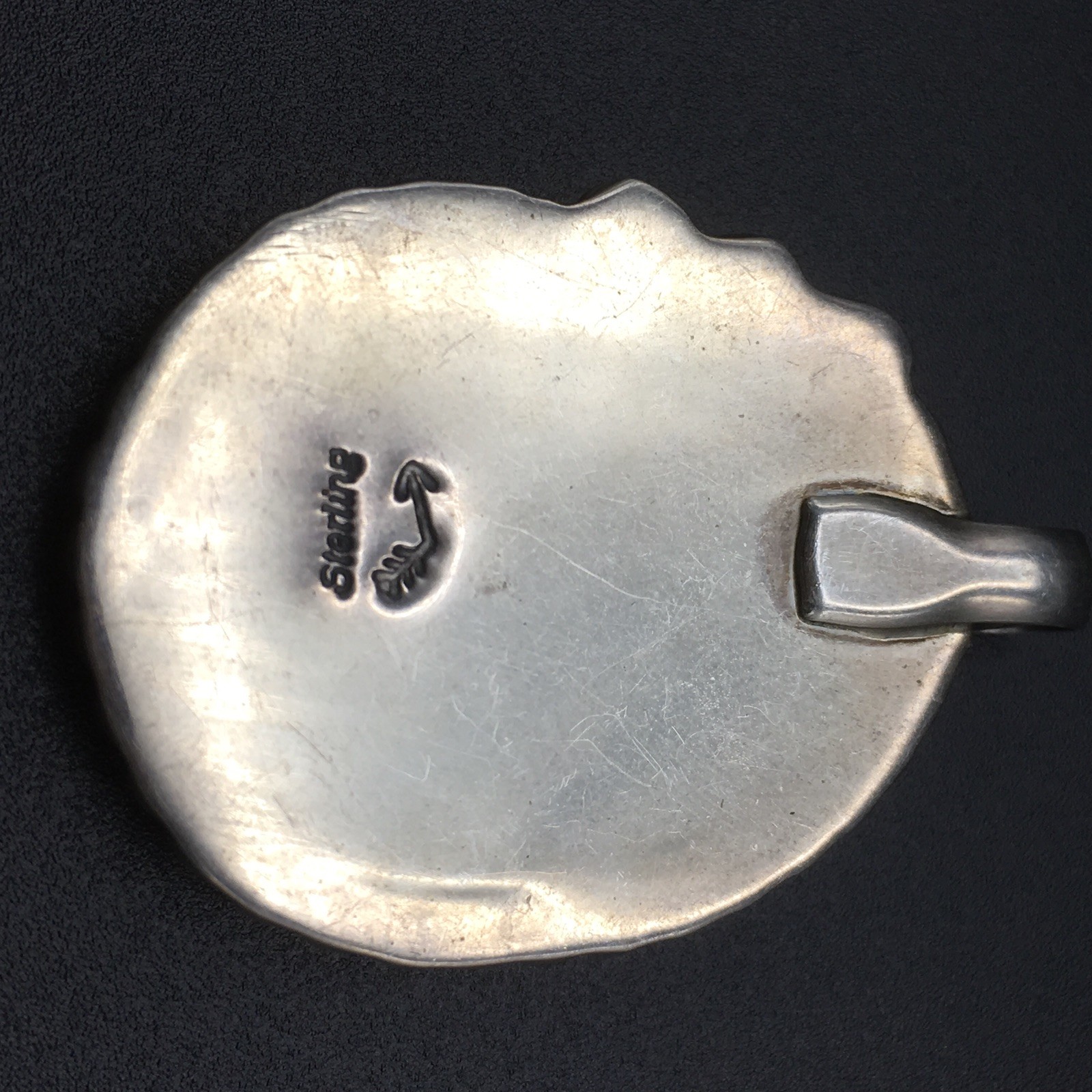 Signed Kay Johnson Native American 925 Sterling Silver Turquoise Pendant 13.5g