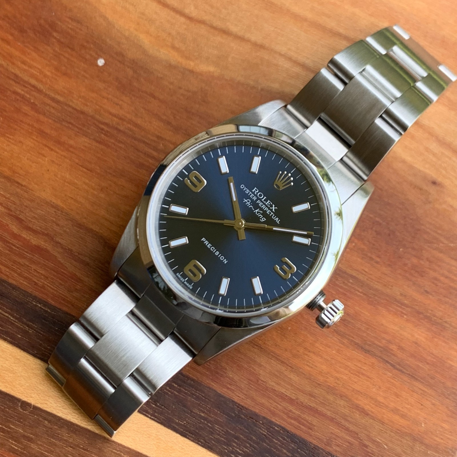 2004 Rolex Air-King Oyster Perpetual 14000M Blue Dial Automatic Watch – Mint