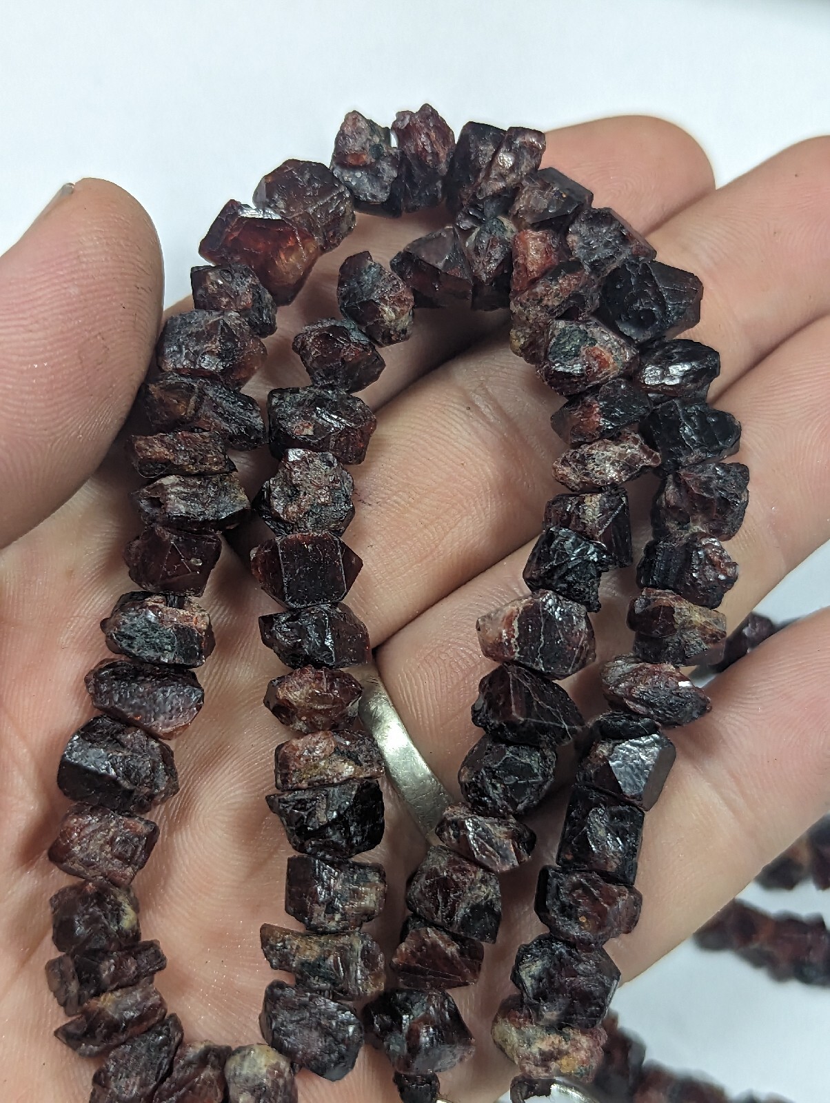 Beautiful Natural Red Zircon Crystal Necklace Gemstone Strand RARE
