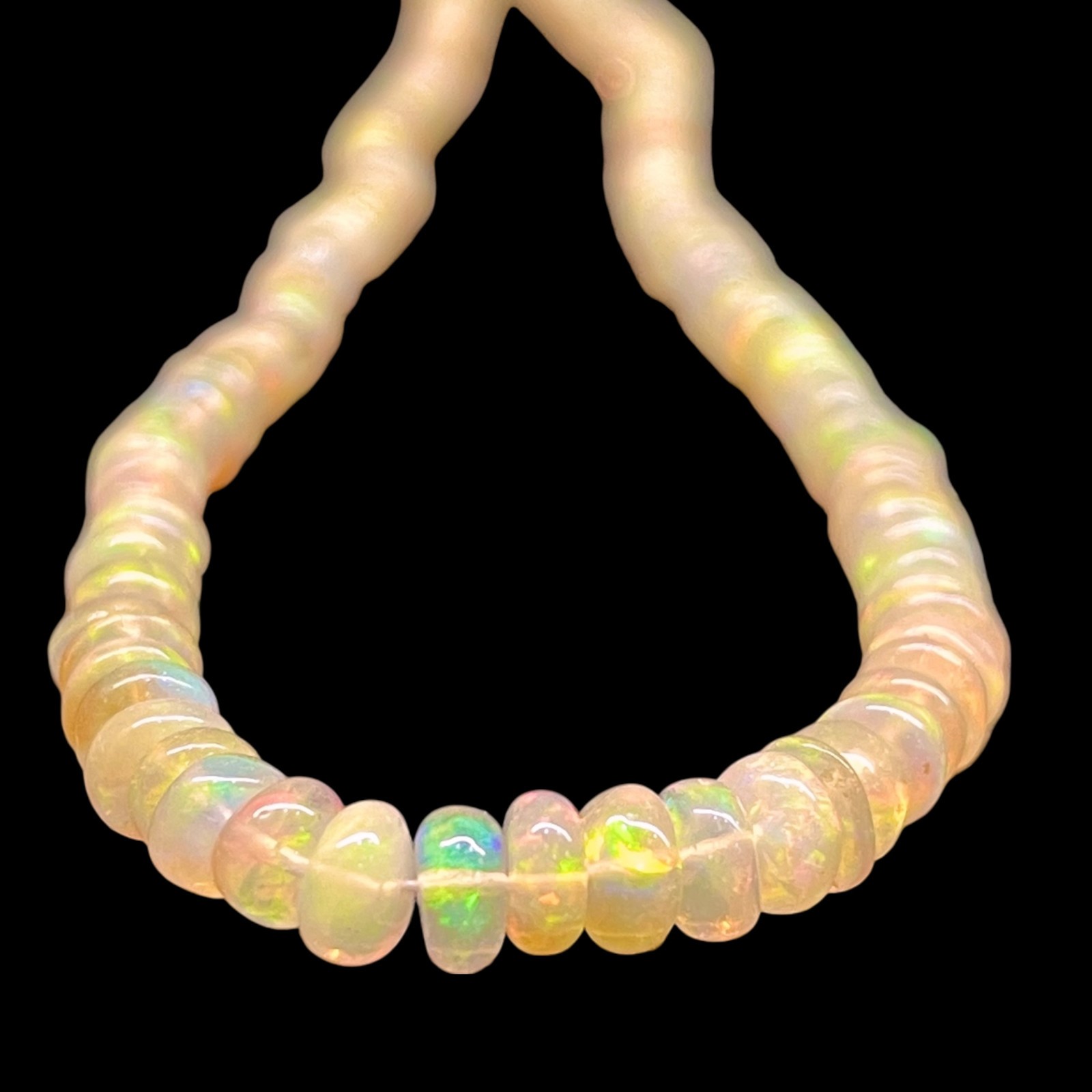 18 Inch Natural Ethiopian Opal Beads Necklace Flashy Cabochon Gems 925 Clasp