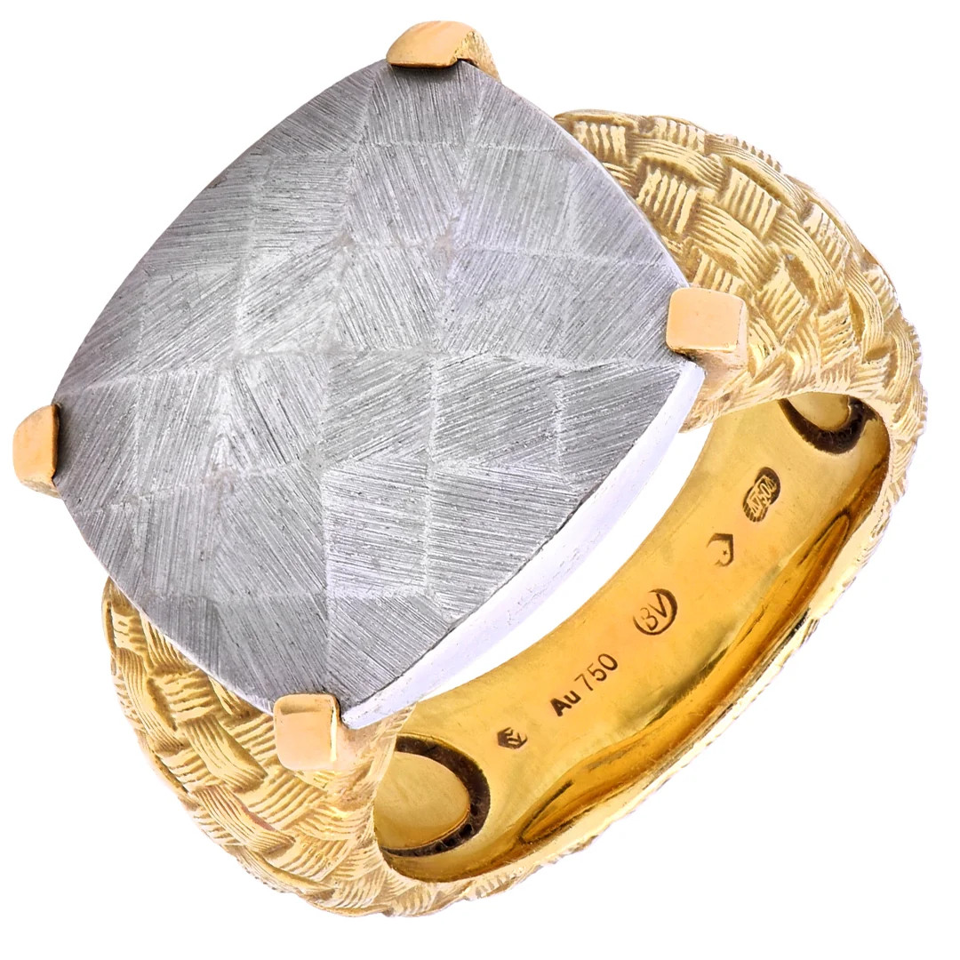 BOLD Woven Ring in 18k Yellow & White Gold – Textured Statement Piece