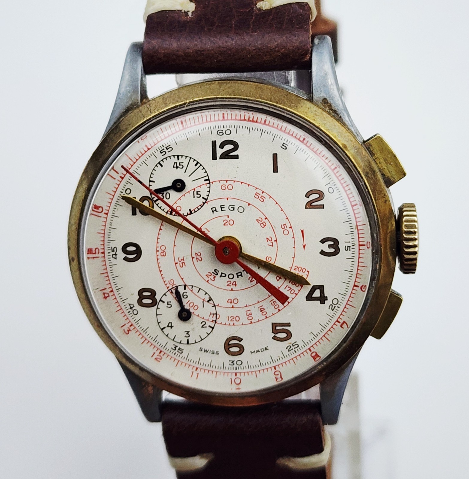 RARE Men’s SWISS Vintage 60’s CHRONOGRAPH Watch REGO Cal.147. Manual Wind
