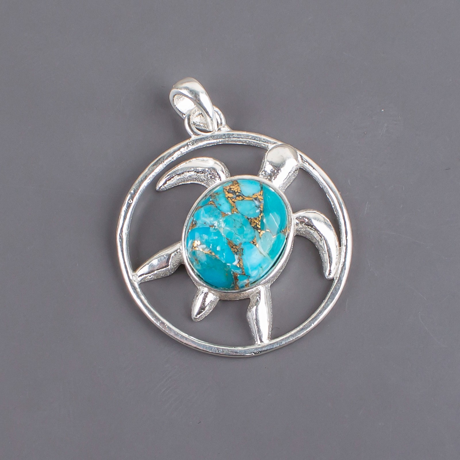Handmade 925 Sterling Silver Jewelry Blue Copper Turquoise Gemstone Pendant