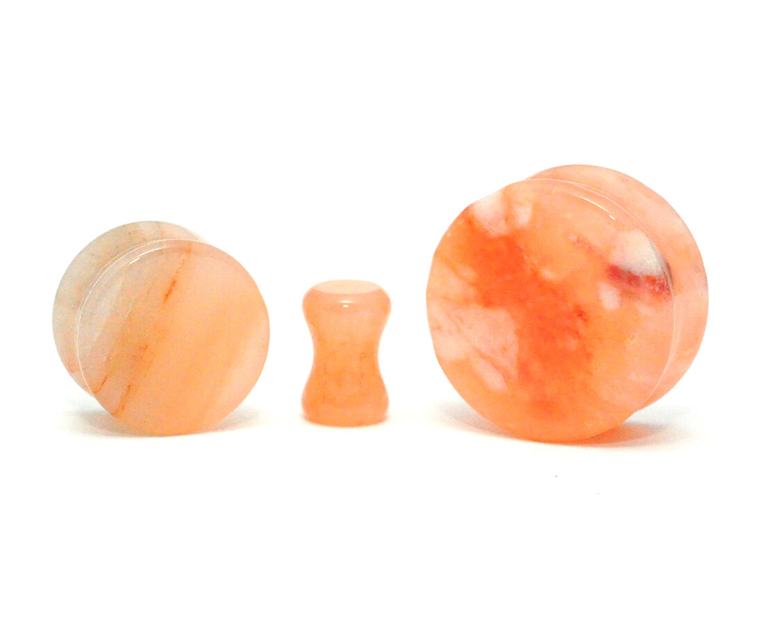 Peach Morganite Stone Double Flare Plugs (STN-716) set ear gauges PICK SIZE