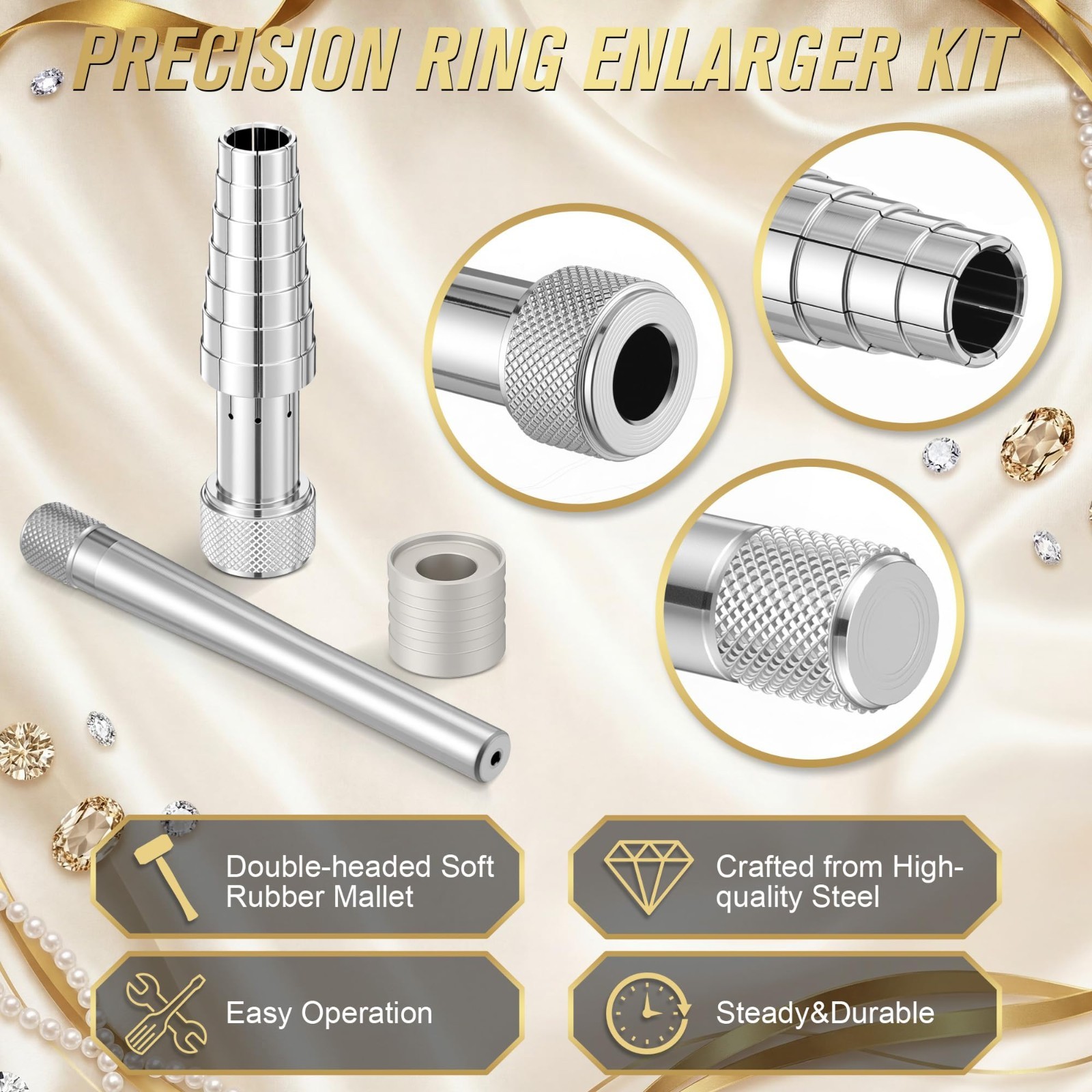 Ring Expander Tool Kit with Rubber Mallet | Jewelry Resizing for Gold, Silver &