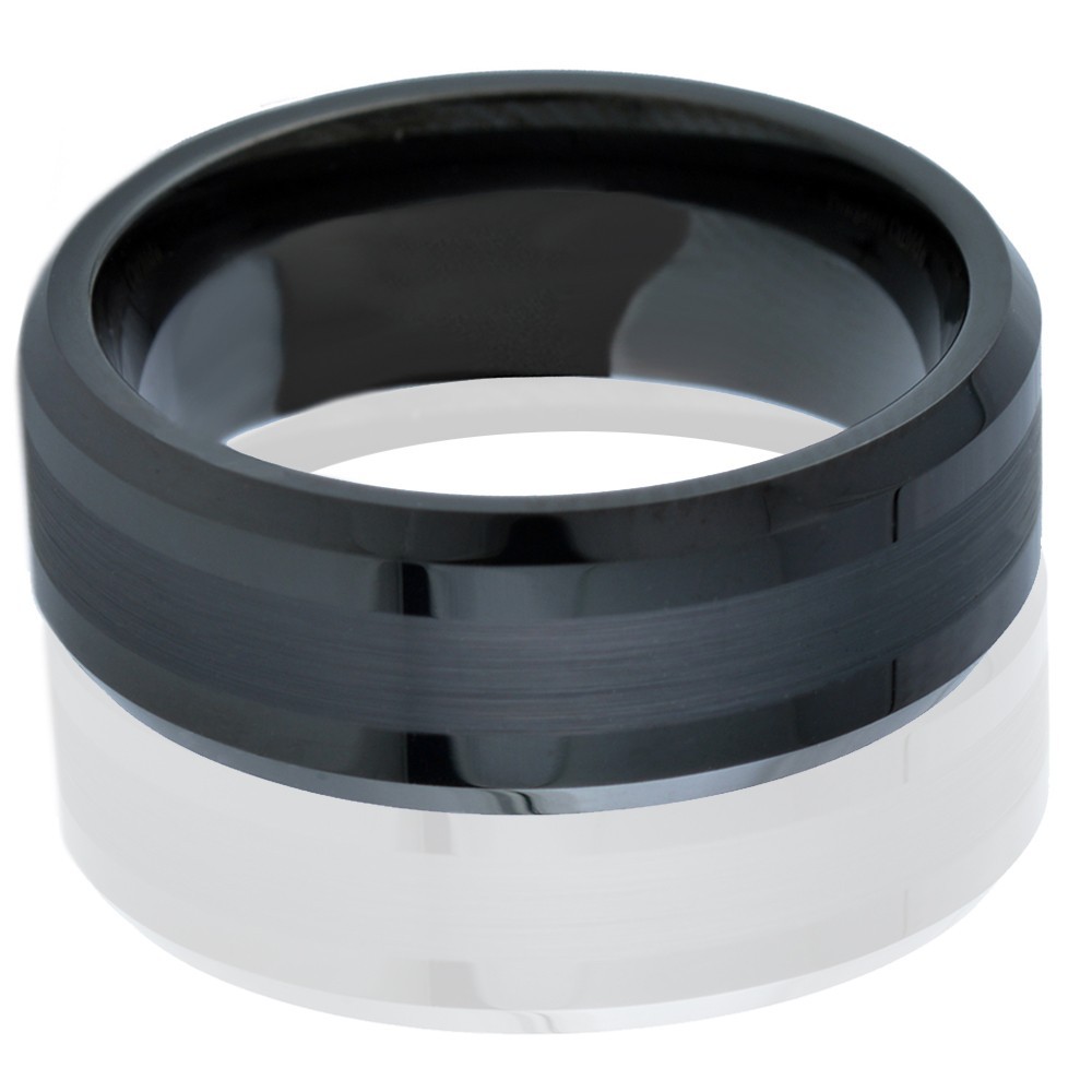 🔥 Black Tungsten Carbide Ring Two Tone Brushed Wedding Band Men Jewelry 8mm 6mm