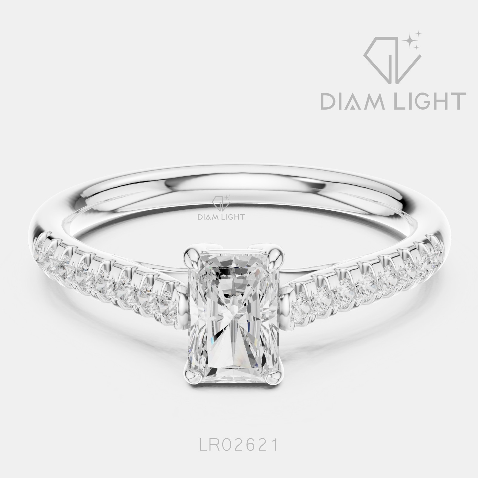 0.66CT F+ VS+ Radiant Cut Lab Grown Diamond Ring IGI Certified 14KT White Gold
