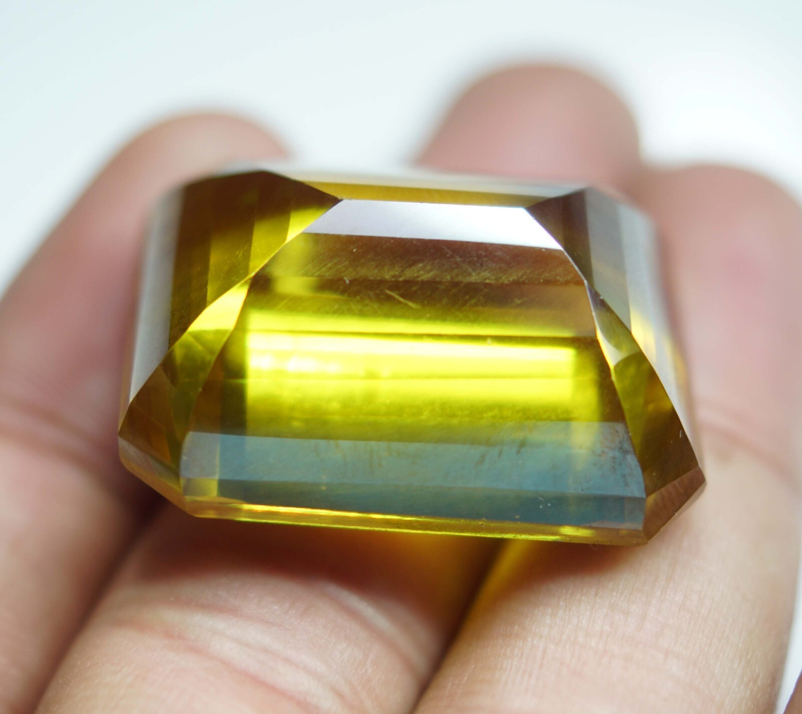 Certified 191.50 Ct Natural Emerald Cut Cambodian Yellow Zircon Loose Gemstone
