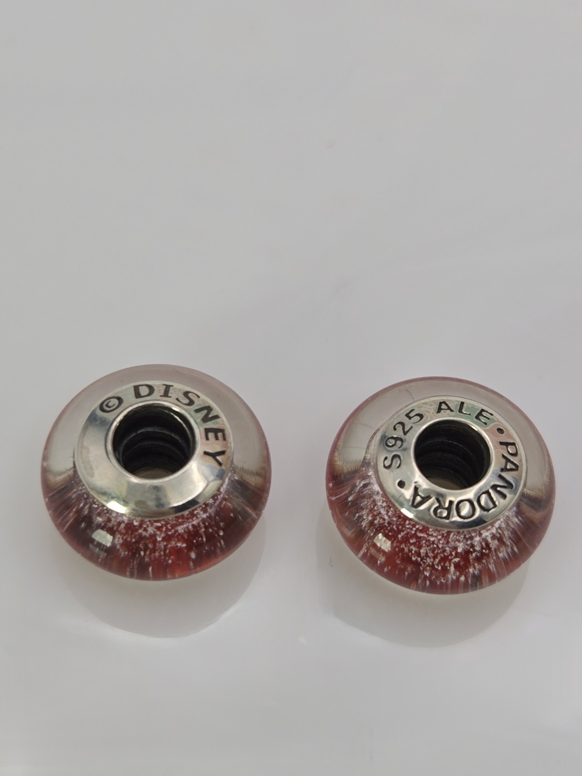Authentic Pandora Pair of Disney Red Snow White Charms Murano Glass