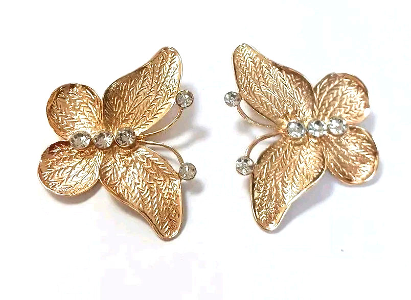 Women’s Metal Butterfly Earrings with Rhinestones – Please Choose Color