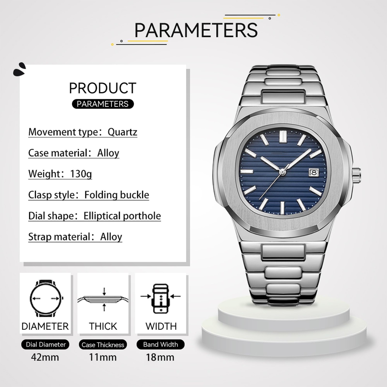 Nautilus Quartz for Men, Casual Business Style