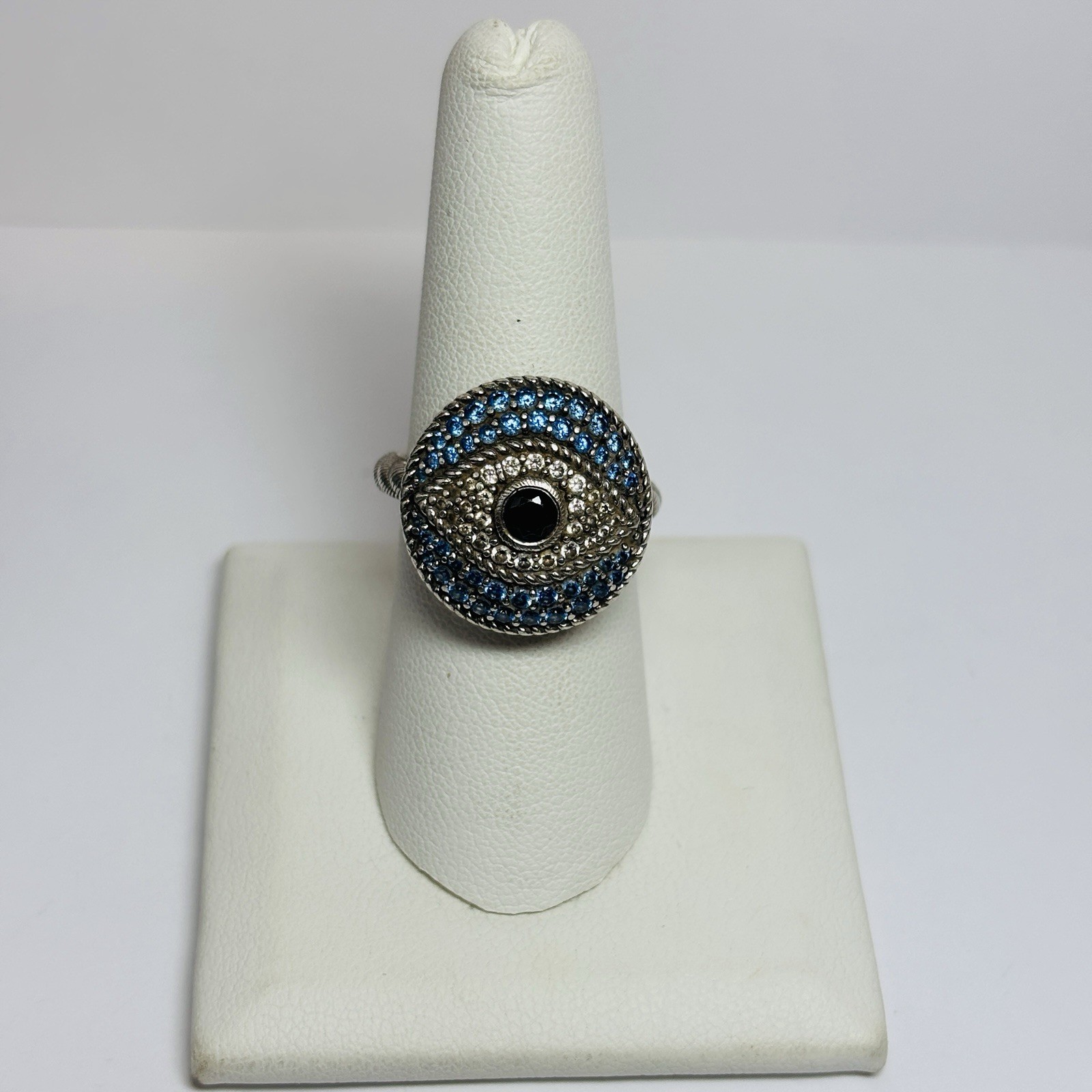 Judith Ripka Sterling 925 Silver Evil Eye Cubic Zirconia Ring Size 8 – .31