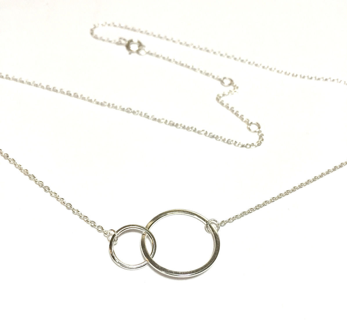 925 Sterling Silver Interlocking Double Circle of Life Pendant Necklace