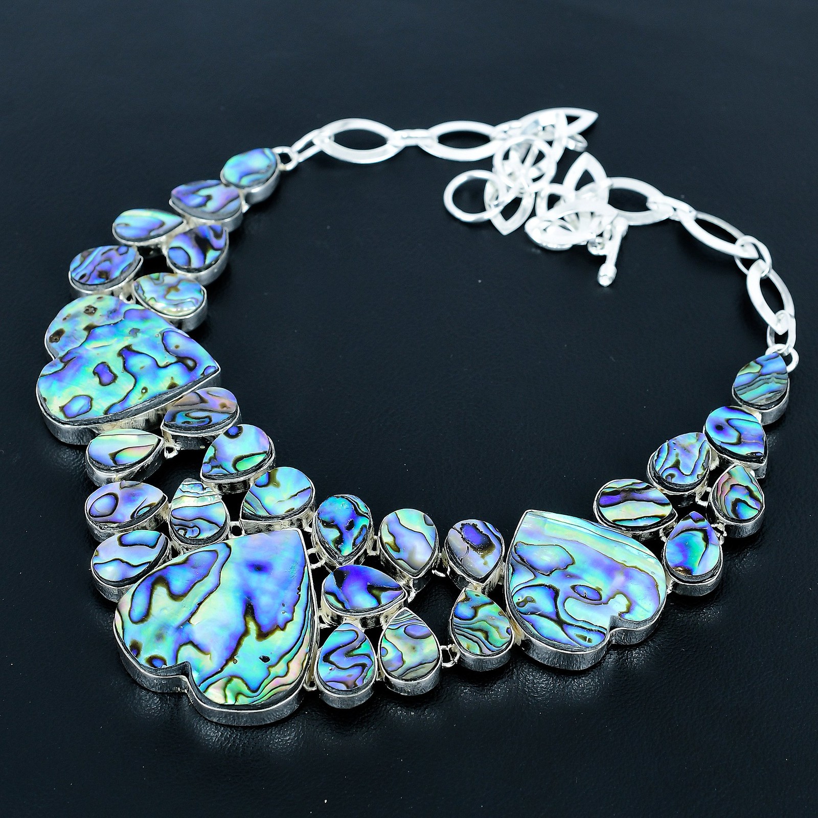 Abalone Shell Gemstone 925 Sterling Silver Handmade Jewelry Necklace 18″ VJ 1411