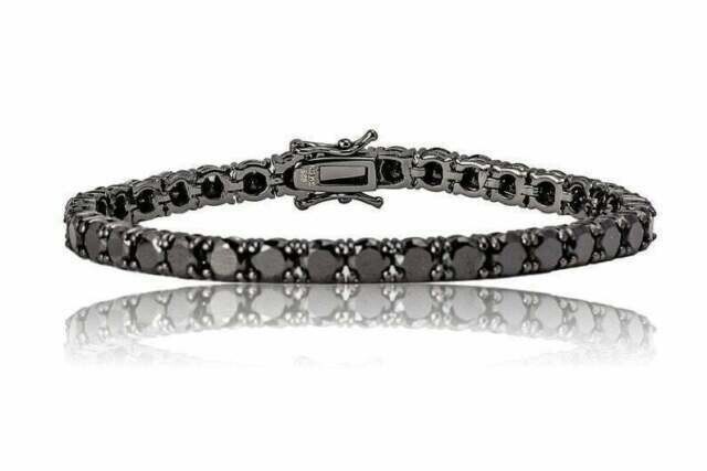 5.00Ct Round Cut Black Diamond Lab Created Tennis Bracelet 14K Black Gold Plated