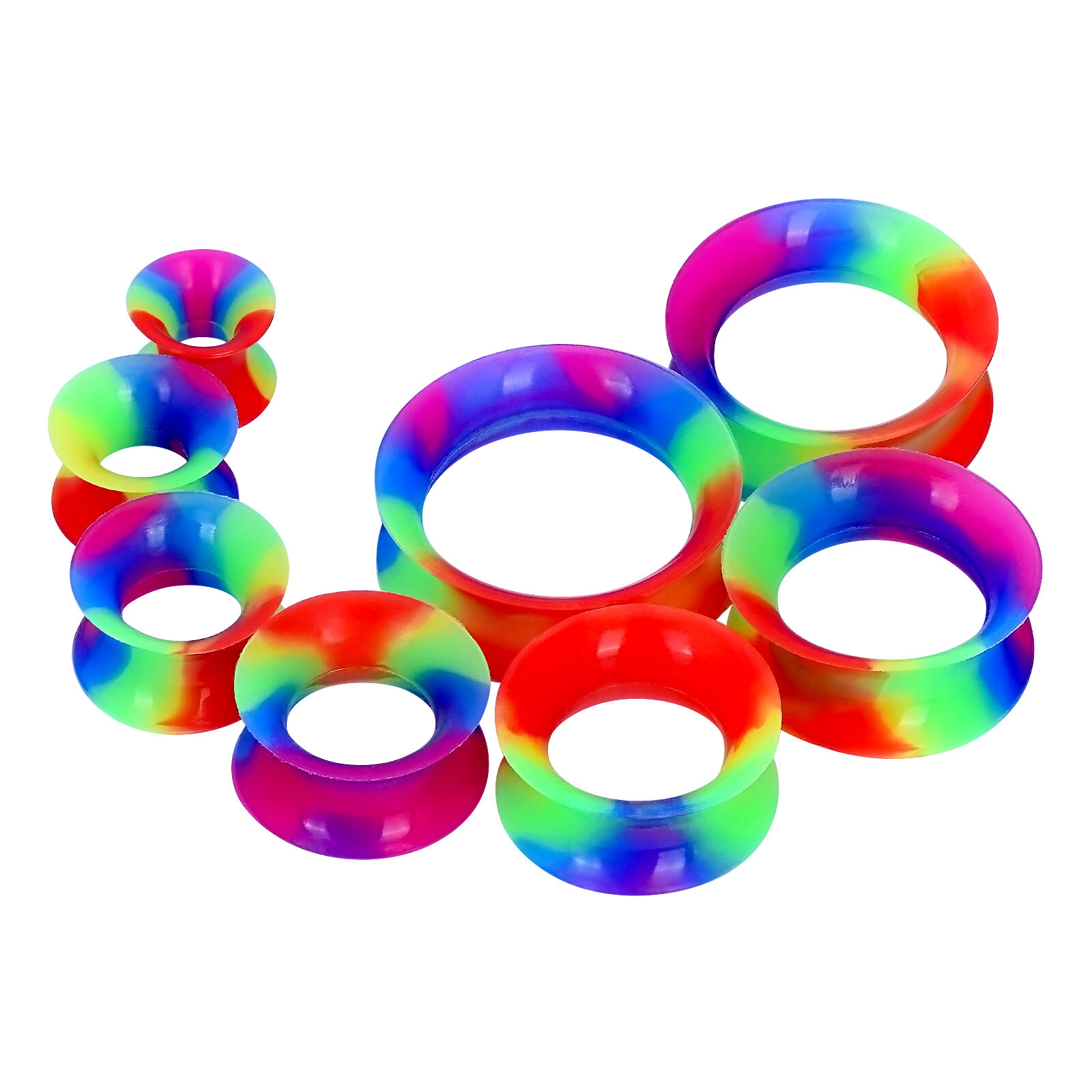 16PCS Colorful Ear Tunnel Soft Thin Silicone Ear Gauge Ear Plug Plug Set 2g-3/4″