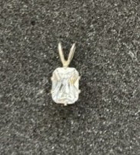 Rhinestone prong set in silver with large bail – about 1/2 inch long