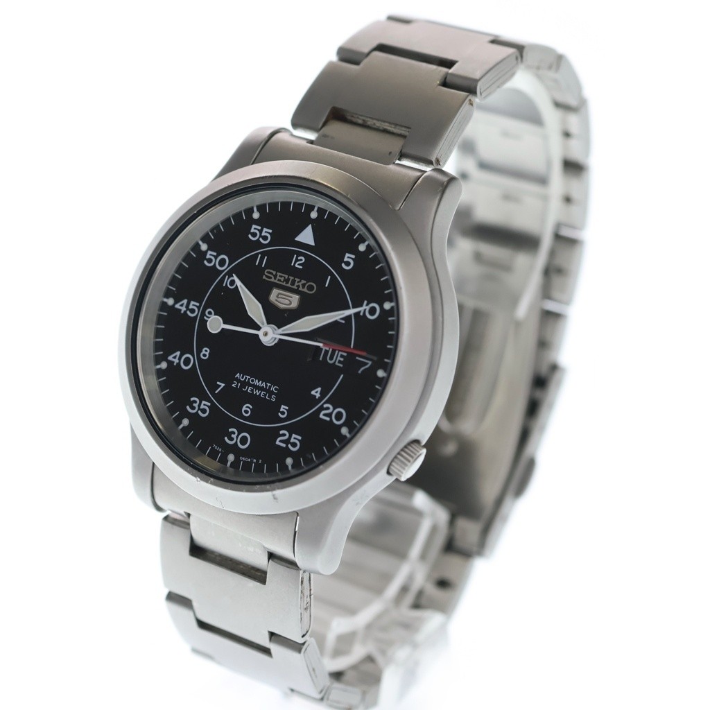 Seiko 5 SNK809K1 Automatic Mens Watch Black Dial Exhibition Caseback Silver