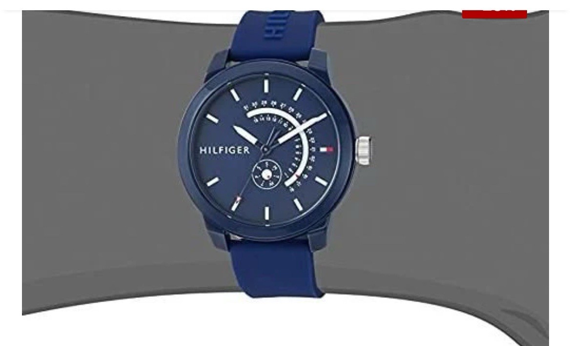 Tommy Hilfiger Men’s Blue Dial Blue Silicone Band Watch Quartz 44mm 1791482 New