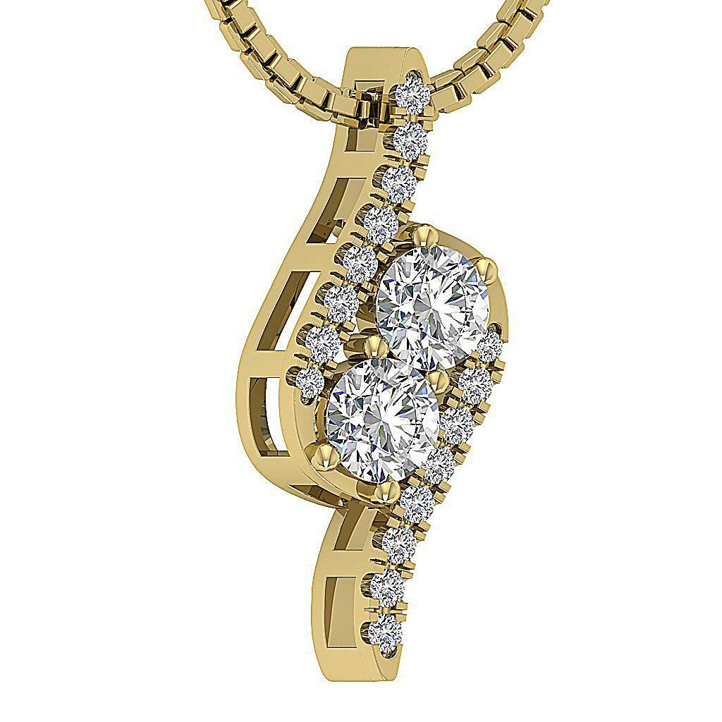 Forever Us Two Stone Fashion Pendant I1 G 0.50 Ct Natural Diamond 14K White Gold