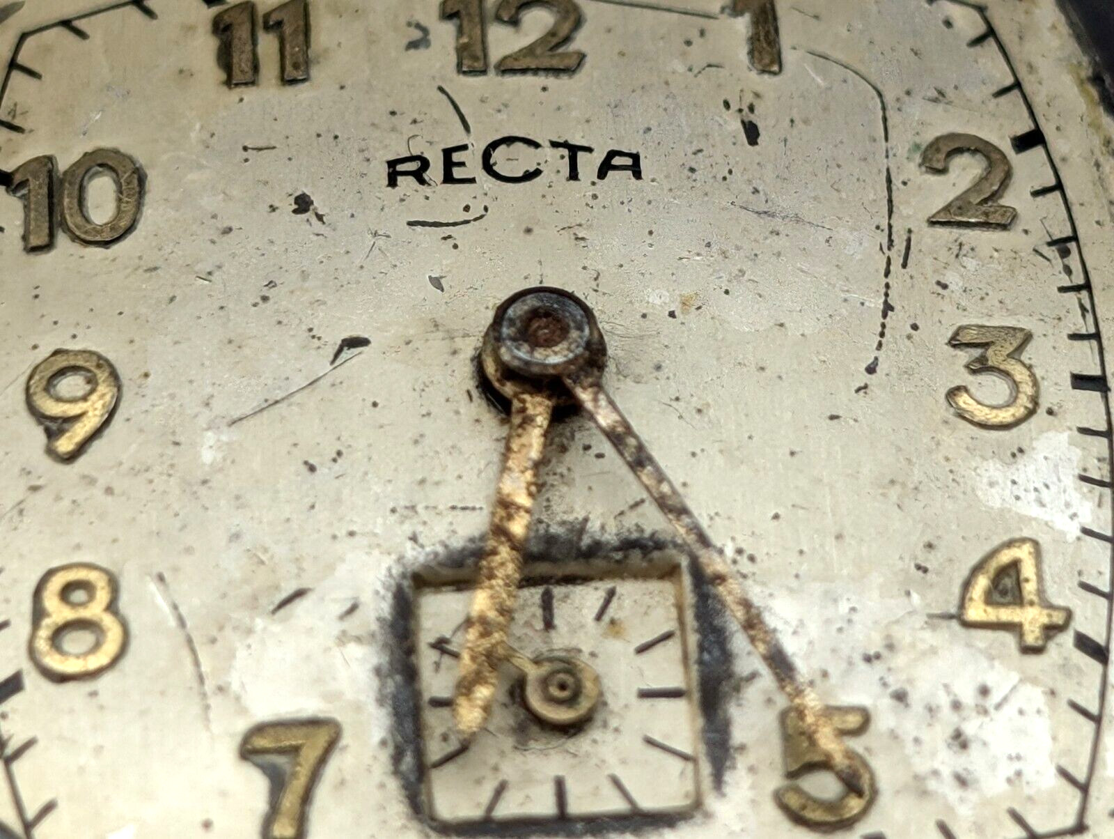 Vintage RECTA Watch Co Rounded Square Art Deco 20mm Movement for PARTS or REPAIR