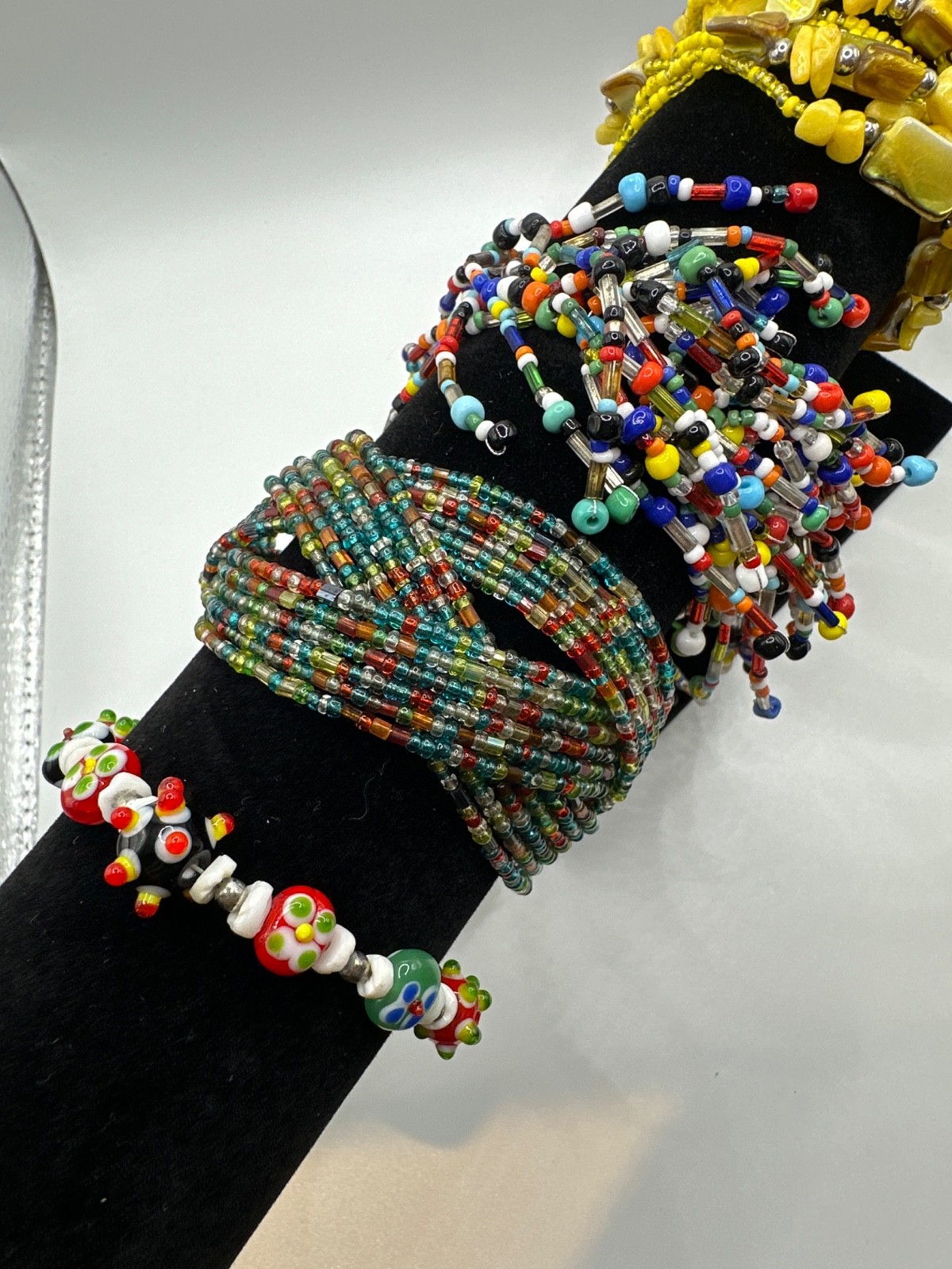 Colorful Beaded Bracelet Lot Mixed Boho Stretch Cuff Glass Bead Set